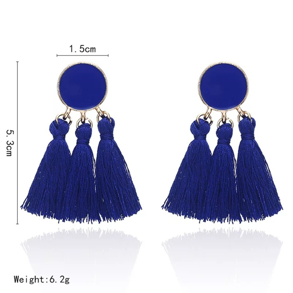 Bohemian Black Tassel Earrings - Picture 2 of 5